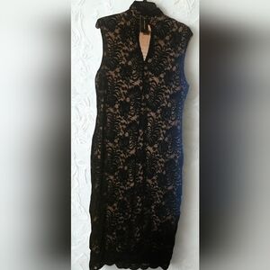 Ashley Stewart Black Lace Midi Dress